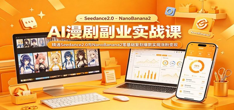 AI漫剧副业实战课：精通Seedance2.0与NanoBanana2零基础复刻爆款实现涨粉变现-大伟资源网