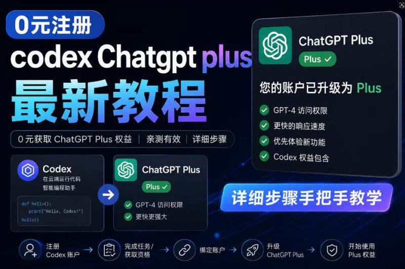 0元全自动注册codex gpt plus最新教程，0元获取GPT Plus权益，手把手详细教学-大伟资源网
