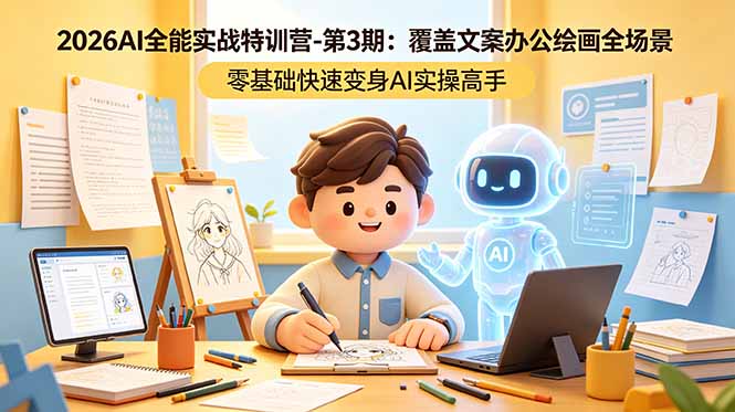 2026AI全能实战特训营-第3期：覆盖文案办公绘画全场景 零基础快速变身AI实操高手-大伟资源网
