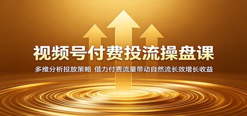 视频号付费投流操盘课：多维分析投放策略，借力付费流量带动自然流长效增长收益-大伟资源网
