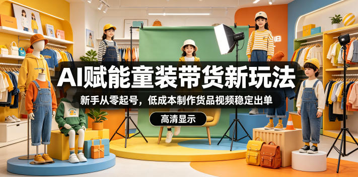 AI赋能童装带货新玩法，新手从零起号，低成本制作货品视频稳定出单-大伟资源网