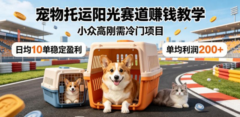 宠物托运阳光赛道賺钱教学，小众高刚需冷门项目，日均10单稳定盈利，单均利润200+-大伟资源网