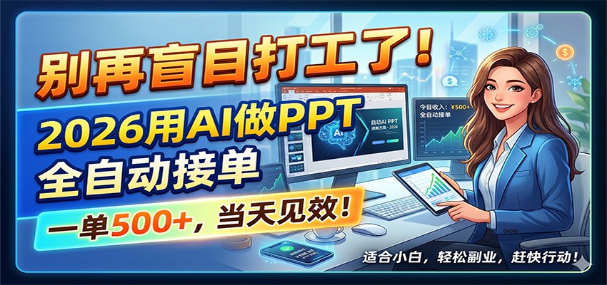图片[1]-别再盲目打工了！2026用AI做PPT全自动接单，一单5张+，当天见效！-御文网