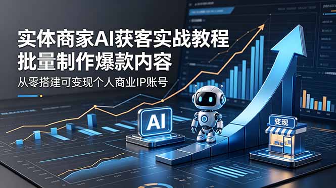 实体商家AI获客实战教程：批量制作爆款内容，从零搭建可变现个人商业IP账号-大伟资源网