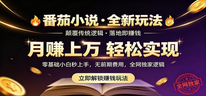 番茄小说5月最新独家玩法，稳定落地实测月入过万！-大伟资源网