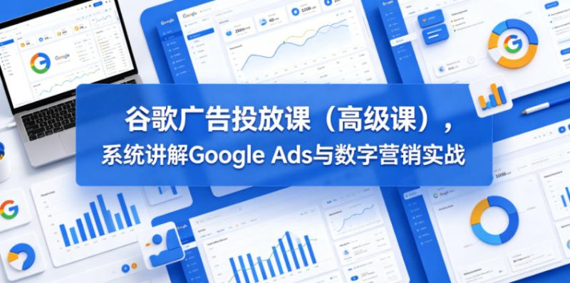 谷歌广告投放课(高级课)，系统讲解Google Ads与数字营销实战-大伟资源网