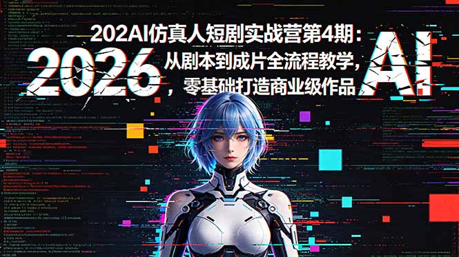 2026AI仿真人短剧实战营第4期：从剧本到成片全流程教学，零基础打造商业级作品-大伟资源网