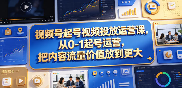 视频号起号视频投放运营课，从0-1起号运营，把内容流量价值放到更大-大伟资源网