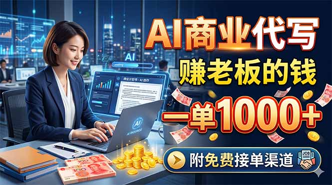 AI商业代写，赚老板的钱，一单1000+，附免费接单渠道-大伟资源网