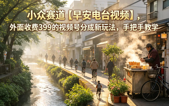 小众赛道【早安电台视频】，外面收费399的视频号分成新玩法，手把手教学-大伟资源网
