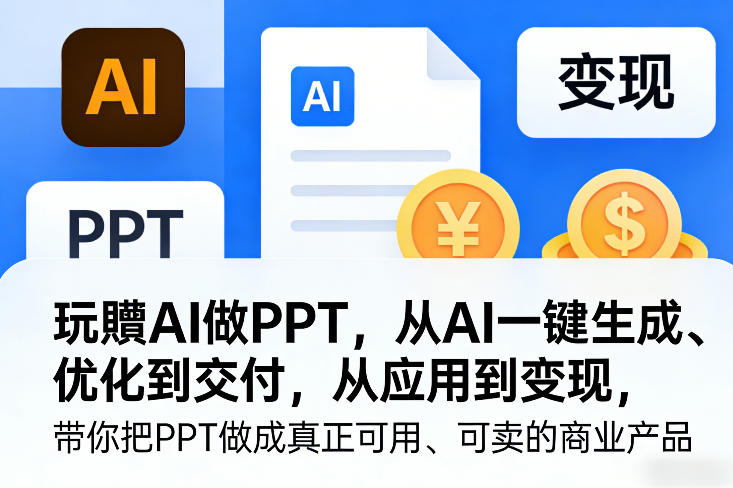 玩賺AI做PPT，从AI一键生成、优化到交付，从应用到变现，带你把PPT做成真正可用、可卖的商业产品(更新0513)-大伟资源网