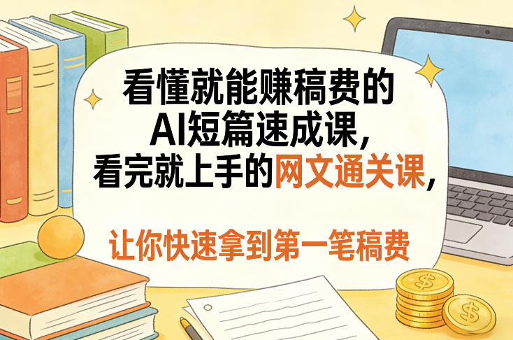看懂就能賺稿费的AI短篇速成课，看完就上手的网文通关课，让你快速拿到第一笔稿费(更新5月)-大伟资源网