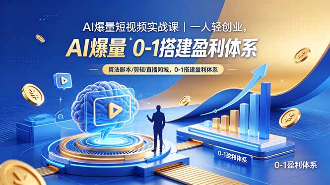 AI爆量短视频实战课｜一人轻创业，算法脚本剪辑直播同城，0-1搭建盈利体系-大伟资源网