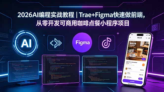 2026AI编程实战教程｜Trae+Figma快速做前端，从零开发可商用咖啡点餐小程序项目-大伟资源网