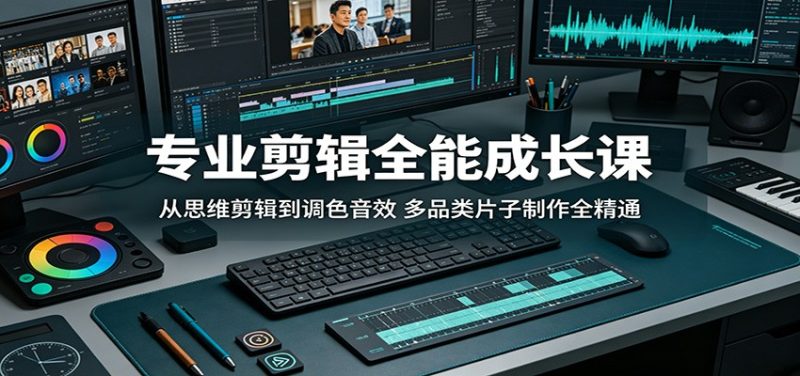 专业剪辑全能成长课：从思维剪辑到调色音效，多品类片子制作全精通-大伟资源网
