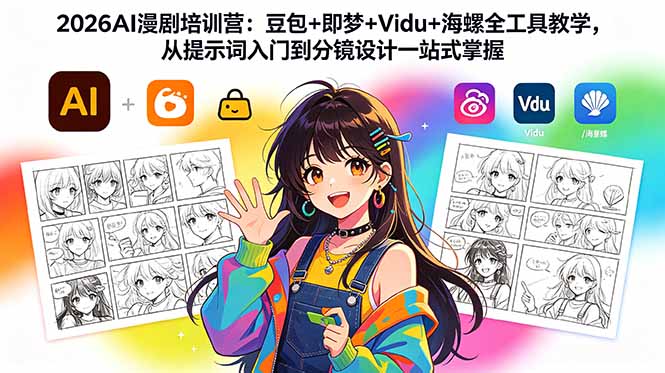 2026AI漫剧培训营：豆包+即梦+Vidu+海螺全工具教学，从提示词入门到分镜设计一站式掌握-大伟资源网