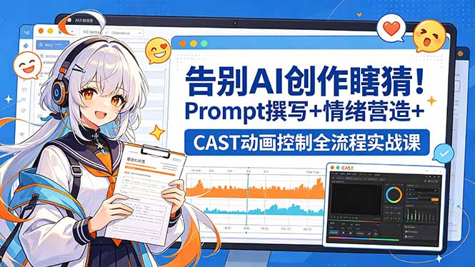 告别AI创作瞎猜！Prompt撰写+情绪营造+CAST动画控制全流程实战课-大伟资源网