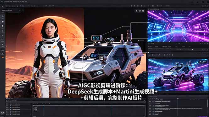 AIGC影视剪辑进阶课：DeepSeek生成脚本+Martini生成视频+剪辑后期，完整制作AI短片-大伟资源网