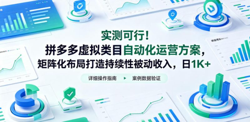 实测可行！拼多多虚拟类目自动化运营方案，矩阵化布局打造持续性被动收入，日1K+【揭秘】-大伟资源网
