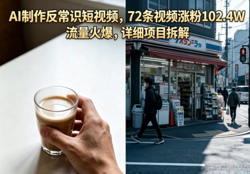 AI制作反常识短视频，72条视频涨粉102.4W，流量火爆，详细项目拆解-大伟资源网