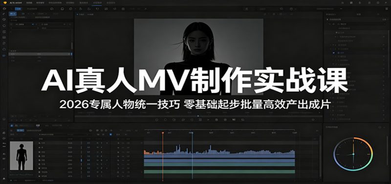 AI真人MV制作实战课:2026专属人物统一技巧,零基础起步批量高效产出成片-大伟资源网