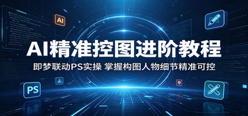 AI精准控图进阶教程：即梦联动PS实操，掌握构图人物细节精准可控-大伟资源网