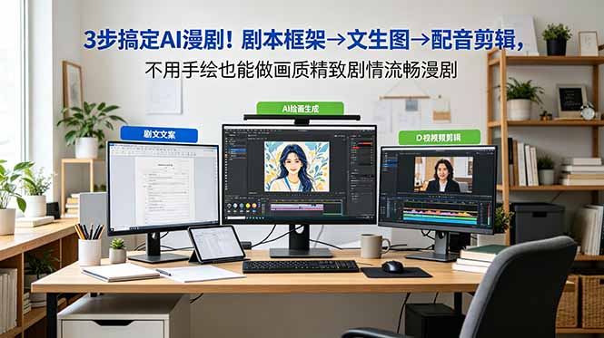 3步搞定AI漫剧！剧本框架→文生图→配音剪辑，不用手绘也能做画质精致剧情流畅漫剧-大伟资源网