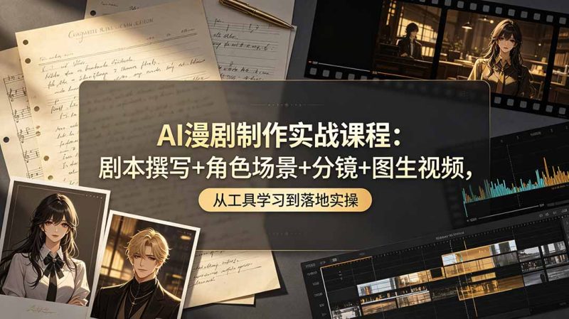 AI漫剧制作实战课程：剧本撰写+角色场景+分镜+图生视频，从工具学习到落地实操-大伟资源网