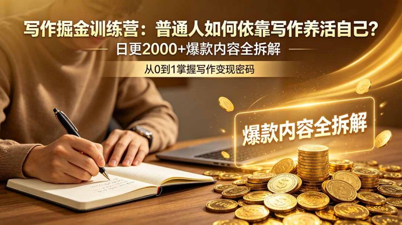 写作掘金训练营：普通人如何依靠写作养活自己？日更2000+爆款内容全拆解-大伟资源网