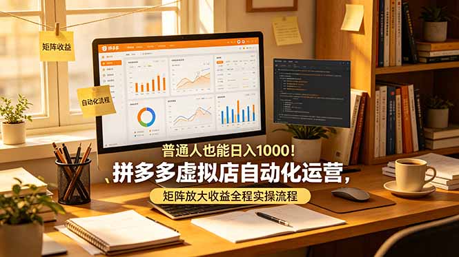 普通人也能日入 1000！拼多多虚拟店自动化运营，矩阵放大收益全程实操流程-大伟资源网