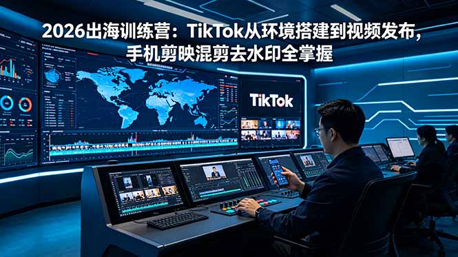 2026出海训练营：TikTok从环境搭建到视频发布，手机剪映混剪去水印全掌握-大伟资源网