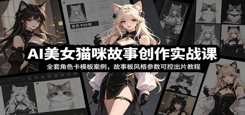 AI美女猫咪故事创作实战课：全套角色卡模板案例，故事板风格参数可控出片教程-大伟资源网