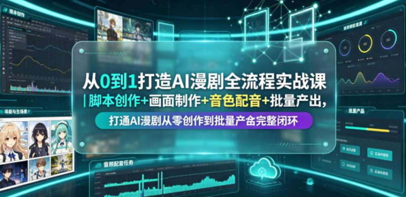 从0到1打造AI漫剧全流程实战课｜脚本创作+画面制作+音色配音+批量产出，打通AI漫剧从零创作到批量量产完整闭环-大伟资源网