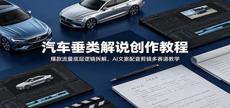 汽车垂类解说创作教程：爆款流量底层逻辑拆解，AI文案配音剪辑多赛道教学-大伟资源网