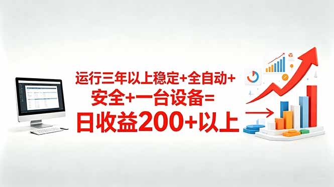 三年以上稳定+全自动+安全+一台设备=日收益200+-大伟资源网