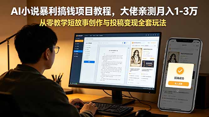 AI小说暴利搞钱项目教程，大佬亲测月入1-3万，从零教学短故事创作与投稿变现全套玩法-大伟资源网