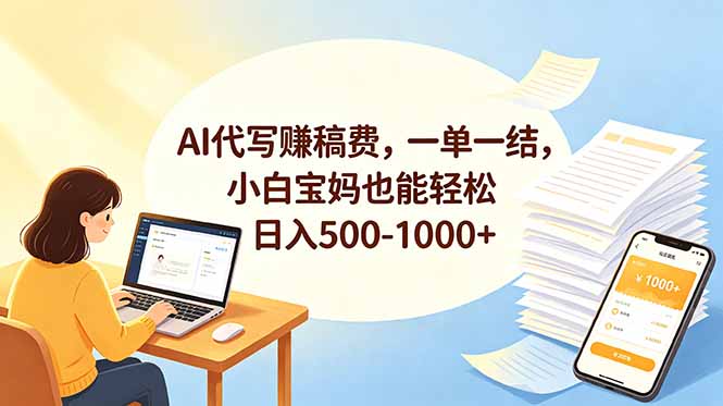 AI代写赚稿费，一单一结，小白宝妈也能轻松日入500-1000+-大伟资源网