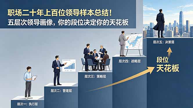 付费文章：职场二十年上百位领导样本总结！五层次领导画像，你的段位决定你的天花板-大伟资源网