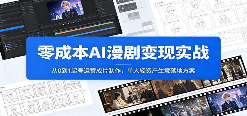 零成本AI漫剧变现实战：从0到1起号运营成片制作，单人轻资产生意落地方案-大伟资源网