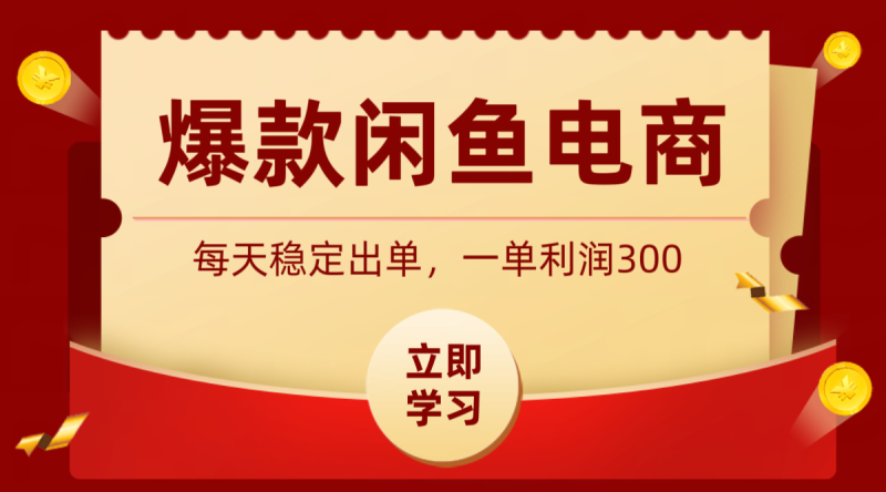 爆款闲鱼电商，卖法简单粗暴，长期稳定可做，一单利润300-大伟资源网
