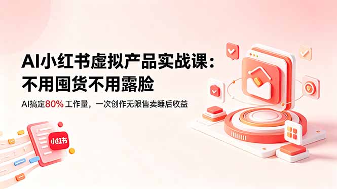 AI小红书虚拟产品实战课-更新：不用囤货不用露脸，AI搞定80%工作量，一次创作无限售卖睡后收益-大伟资源网