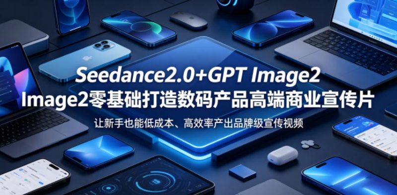 Seedance2.0+GPT Image2零基础打造数码产品高端商业宣传片，让新手也能低成本、高效率产出品牌级宣传视频-大伟资源网