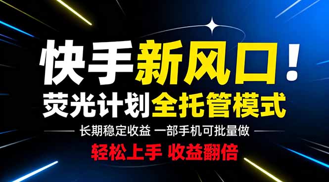 快手新风口来了！一部手机即可操作，很多人已经开始批量放大收益-大伟资源网