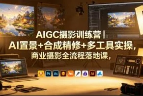 AIGC摄影训练营，AI置景+合成精修+多工具实操-大伟资源网