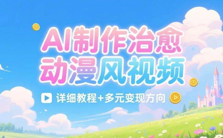 AI制作治愈动漫风视频，详细教程+多元变现方向-大伟资源网
