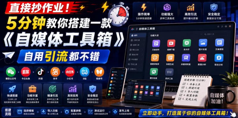 直接抄作业！5分钟教你搭建一款《自媒体工具箱》，自用引流都不错-大伟资源网