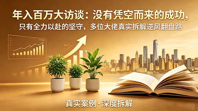 年入百万大访谈-更新：没有凭空而来的成功，只有全力以赴的坚守，多位大佬真实拆解逆风翻盘路-大伟资源网