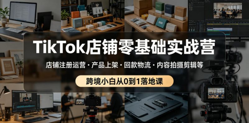 TikTok店铺零基础实战营，店铺注册运营・产品上架・回款物流・内容拍摄剪辑等 ，跨境小白从0到1落地课-大伟资源网