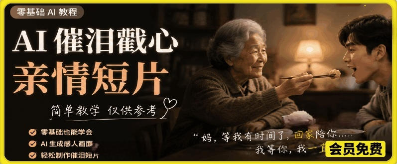 AI催泪戳心亲情短片，零基础AI教程，简单教学仅供参考-大伟资源网