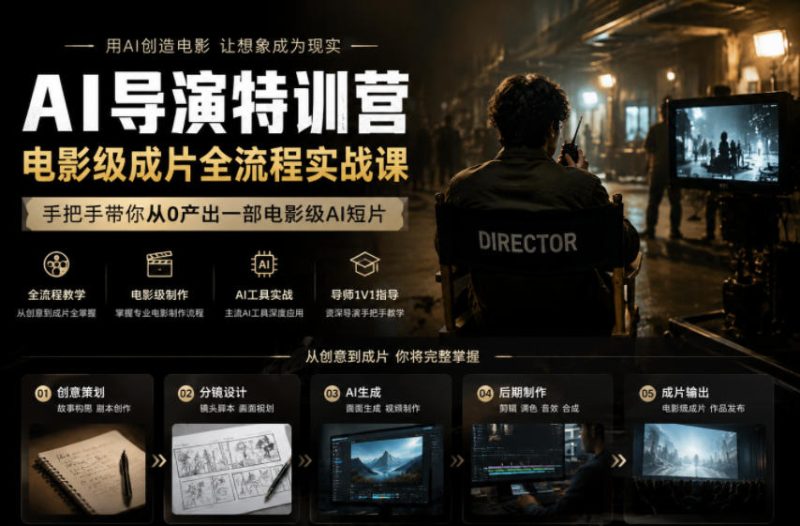 AI导演特训营，电影级成片全流程实战课，手把手带你从0产出一部电影级AI短片-大伟资源网